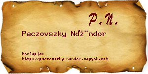 Paczovszky Nándor névjegykártya